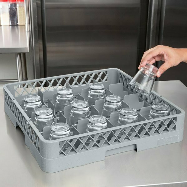 Noble Products 16-Compartment Gray Full-Size Glass Rack 274RK16